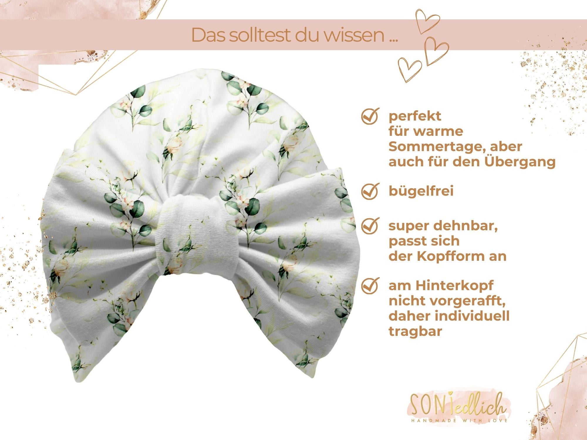 Turbanmütze „Eukalyptus“ Beschreibung